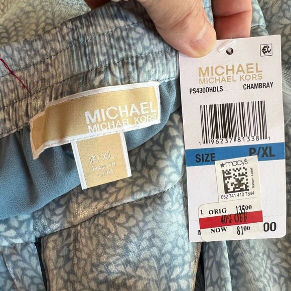 Michael Michael Kors Petite XL Wide-Leg Silky Pants PXL in Chambray - Picture 7 of 11